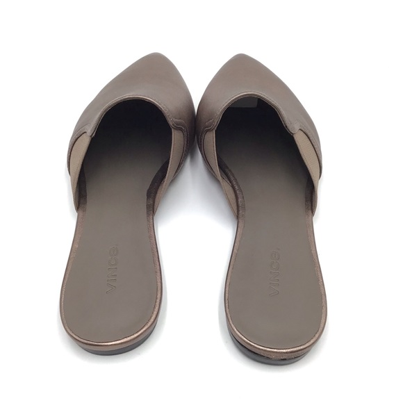 🔴SOLD🔴New Vince Nadette Bronze Leather Slide mules flat shoes 8.5 M - Picture 4 of 10